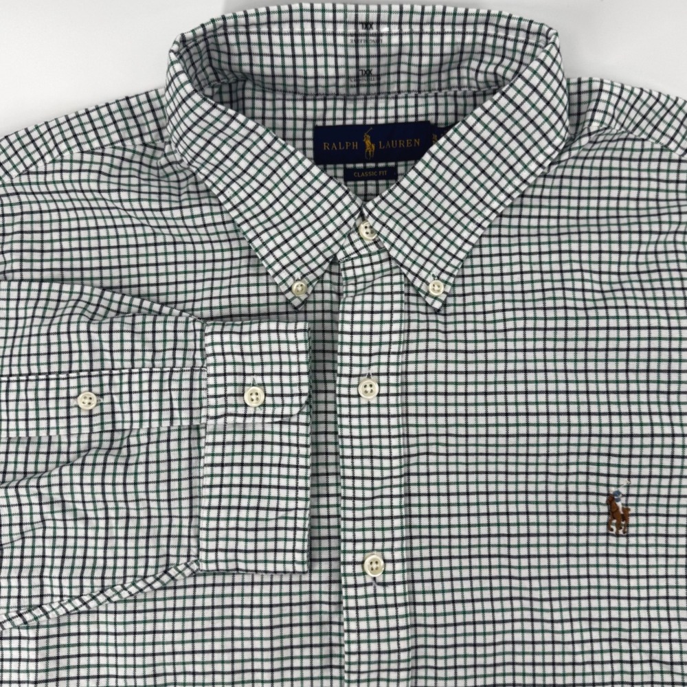 Polo Ralph Lauren Mens XXL Classic Fit Green Blue Check Button Down Shirt NWT
